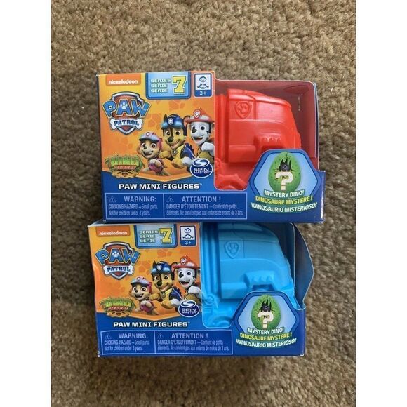 Paw Patrol DINO Rescue Mini Figures Blind Box- Blue - Red-Series 7 NEW lot of 2. - Picture 2 of 5